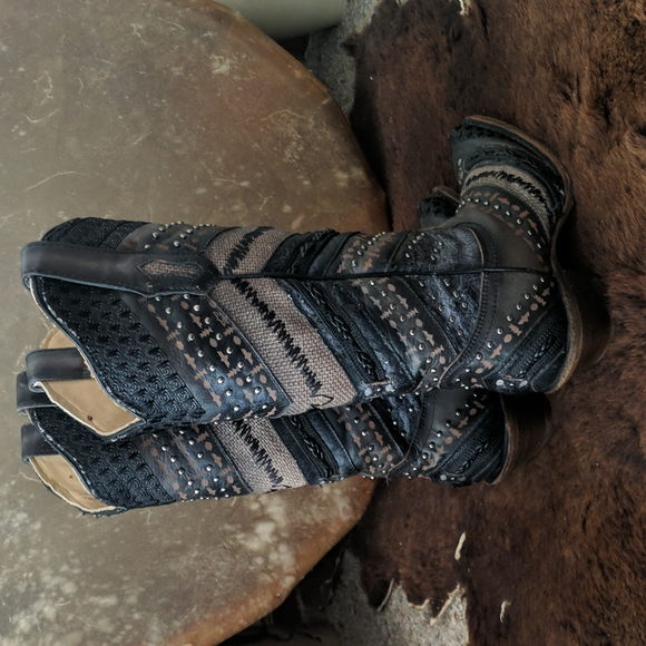 CORRAL A3355 "Antonia" gray/black embroidered leather snip toe cowgirl boots sz6 - Picture 8 of 16